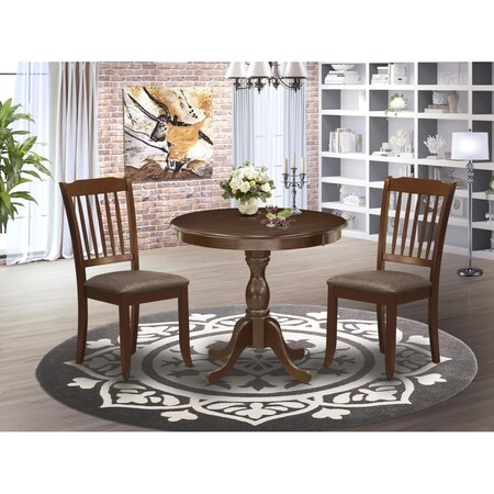 East West Furniture 3 Piece Antique Dining Room Table Set - Mahogany AMDA3-MAH-C
